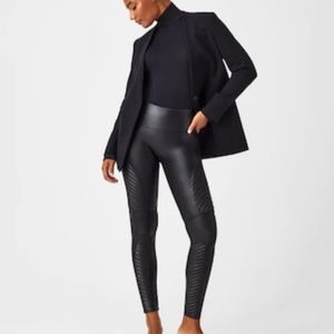 Spanx Faux Leather Moto Leggings Lrge